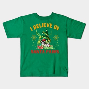 I believe in Santa Pawns funny dog puppy christmas tree vintage Kids T-Shirt